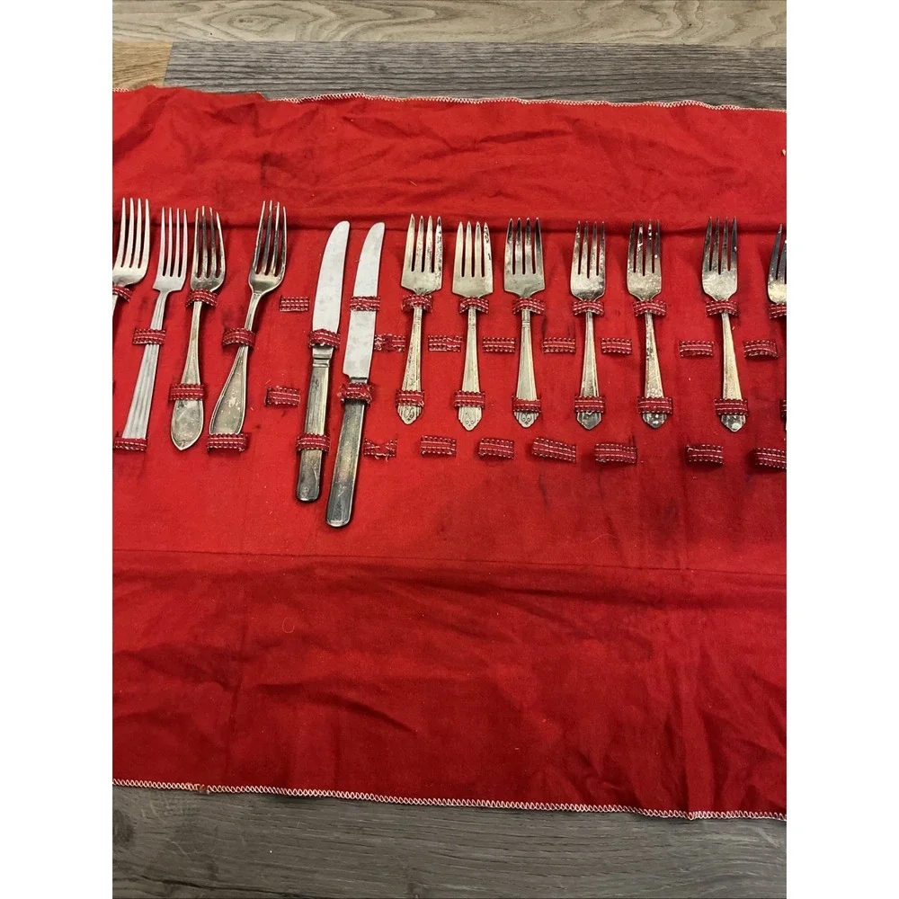 Antique Vintage Silverplate Flatware 16 Lot Oneida Rogers 1800s 1900s With Case